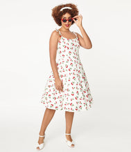 Load image into Gallery viewer, Ivory Cherry Print Bobbie Swing Dress