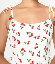 Load image into Gallery viewer, Ivory Cherry Print Bobbie Swing Dress