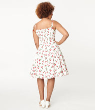 Load image into Gallery viewer, Ivory Cherry Print Bobbie Swing Dress