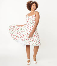 Load image into Gallery viewer, Ivory Cherry Print Bobbie Swing Dress