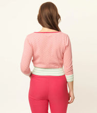 Load image into Gallery viewer, Pink with Mint and White Stripe Perforated Dandy Cardigan