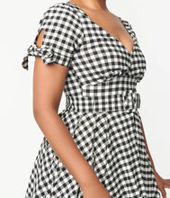 Load image into Gallery viewer, Black and White Gingham Doreen Swing Dress