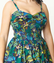 Load image into Gallery viewer, Navy Jungle Print Shimmy and Shake Swing Dress