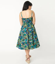 Load image into Gallery viewer, Navy Jungle Print Shimmy and Shake Swing Dress