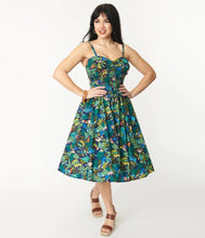 Load image into Gallery viewer, Navy Jungle Print Shimmy and Shake Swing Dress