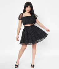 Load image into Gallery viewer, Black and Multicolor Polka Dots Sweetie Pie Short Tulle Skirt