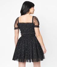 Load image into Gallery viewer, Black and Multicolor Polka Dots Sweetie Pie Short Tulle Skirt