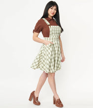 Load image into Gallery viewer, Ivory and Green Plaid Brionne Pinafore Skirt
