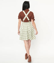 Load image into Gallery viewer, Ivory and Green Plaid Brionne Pinafore Skirt