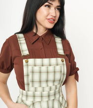 Load image into Gallery viewer, Ivory and Green Plaid Brionne Pinafore Skirt