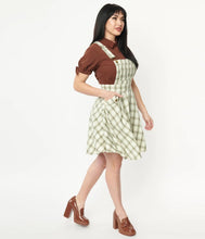 Load image into Gallery viewer, Ivory and Green Plaid Brionne Pinafore Skirt