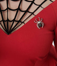 Load image into Gallery viewer, Burgundy Spiderweb Endora Fit and Flare Dress
