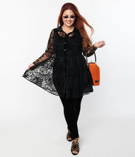 Load image into Gallery viewer, Black Velvet Spiderweb Shirt Dress and Jumpsuit Set