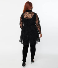 Load image into Gallery viewer, Black Velvet Spiderweb Shirt Dress and Jumpsuit Set
