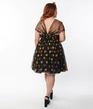 Load image into Gallery viewer, Black and Glitter Pumpkins Heart and Soul Babydoll Dress