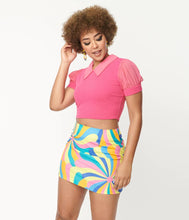 Load image into Gallery viewer, Pink Knit Cap Sleeve Crop Top