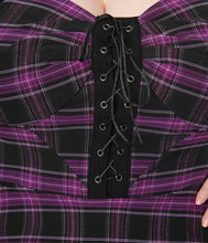 Load image into Gallery viewer, Purple Plaid Corset Flare Dress