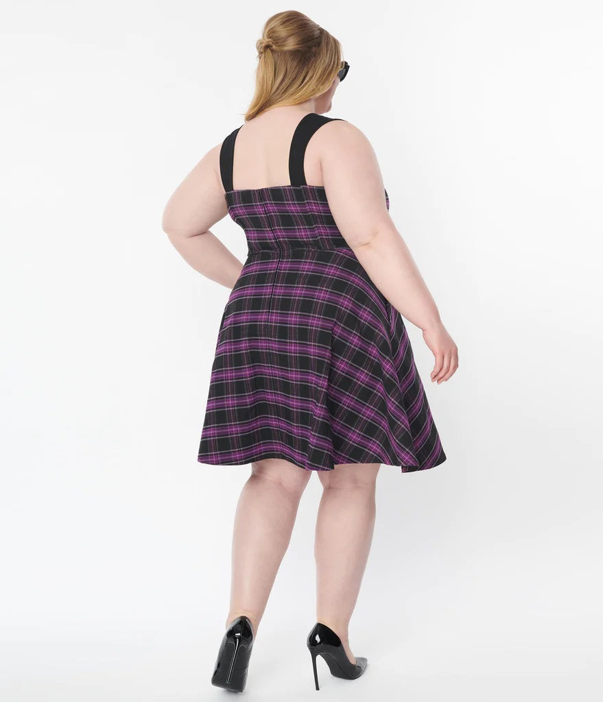 Purple Plaid Corset Flare Dress – Pink House Boutique