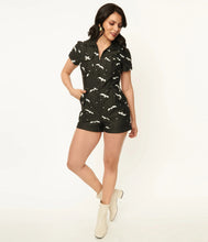 Load image into Gallery viewer, Black and Glow In The Dark Bat Print Mia Romper