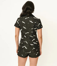 Load image into Gallery viewer, Black and Glow In The Dark Bat Print Mia Romper