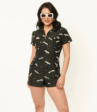 Load image into Gallery viewer, Black and Glow In The Dark Bat Print Mia Romper