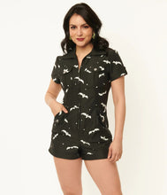 Load image into Gallery viewer, Black and Glow In The Dark Bat Print Mia Romper