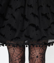Load image into Gallery viewer, Black Bat Flock Print Babydoll Belle Dress