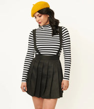 Load image into Gallery viewer, Black Pleated Suspender Skirt
