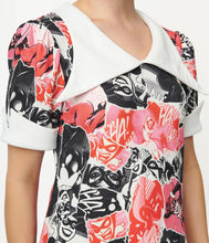 Load image into Gallery viewer, Black and Pink Harley Quinn Comic Print Mini Dress