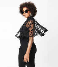 Load image into Gallery viewer, Black Bats and Stars Mesh Capelet