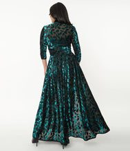 Load image into Gallery viewer, Teal Green Devore Velvet Tallullah Duster- LAST ONE SIZE SMALL
