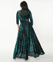 Load image into Gallery viewer, Teal Green Devore Velvet Tallullah Duster- LAST ONE SIZE SMALL