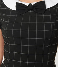 Load image into Gallery viewer, Eloise Black Windowpane Swing Dress