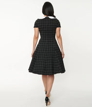 Load image into Gallery viewer, Eloise Black Windowpane Swing Dress