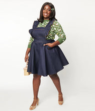 Load image into Gallery viewer, Dark Blue Denim Ruffle Pinafore