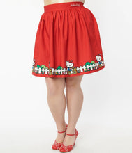 Load image into Gallery viewer, Hello Kitty Red Bicycle Border Print Mini Skirt