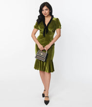 Load image into Gallery viewer, Moss Velvet Holloway Wiggle Dress