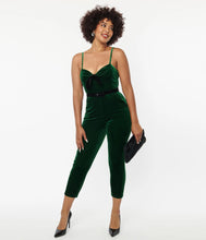 Load image into Gallery viewer, Emerald Velvet Cropped Jumpsuit, Small-4XL