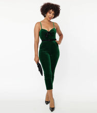 Load image into Gallery viewer, Emerald Velvet Cropped Jumpsuit, Small-4XL