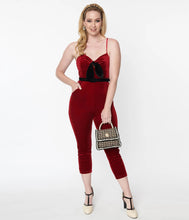 Load image into Gallery viewer, Burgundy Velvet Cropped Jumpsuit, Small-4XL