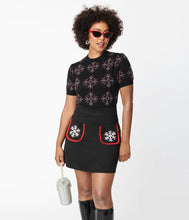 Load image into Gallery viewer, Black and White Snowflake Sweater Top