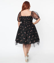 Load image into Gallery viewer, Black and Glitter Candy Canes Babydoll Dress