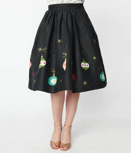 Load image into Gallery viewer, Black & Glitter Ornament Gellar Swing Skirt