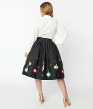 Load image into Gallery viewer, Black & Glitter Ornament Gellar Swing Skirt