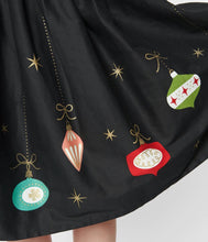 Load image into Gallery viewer, Black & Glitter Ornament Gellar Swing Skirt