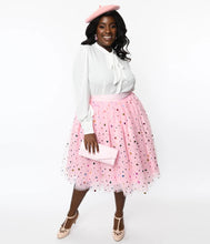 Load image into Gallery viewer, Pink & Foil Hearts Sweetie Pie Swing Skirt
