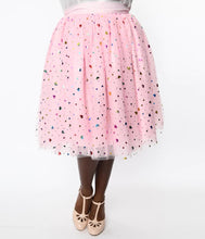 Load image into Gallery viewer, Pink & Foil Hearts Sweetie Pie Swing Skirt