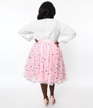 Load image into Gallery viewer, Pink & Foil Hearts Sweetie Pie Swing Skirt