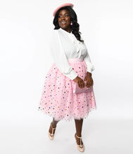 Load image into Gallery viewer, Pink & Foil Hearts Sweetie Pie Swing Skirt