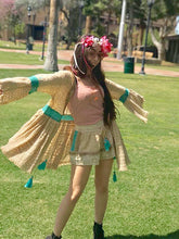 Load image into Gallery viewer, lace eyelet shorts teal tassels